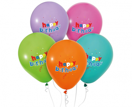 ARTICOLE PARTY - GOD BALOANE LATEX Happy Birthday, pastel, 30cm, 5/set GZ-HBK5