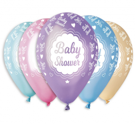 ARTICOLE PARTY - GOD BALOANE Premium Balloons "Baby Shower", metallic, 30cm 5/set GMS110/P482