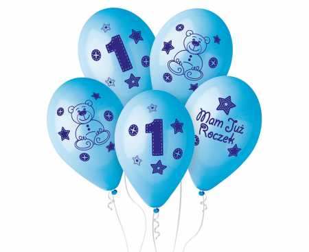 ARTICOLE PARTY - GOD BALOANE Premium Balloons "My 1 birthday"(blue), 30cm, 5/set GB-MU1B