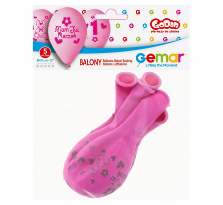 GOD BALOANE Premium Balloons "My 1 birthday"(pink), 30cm, 5/set GB-MU1G [3]