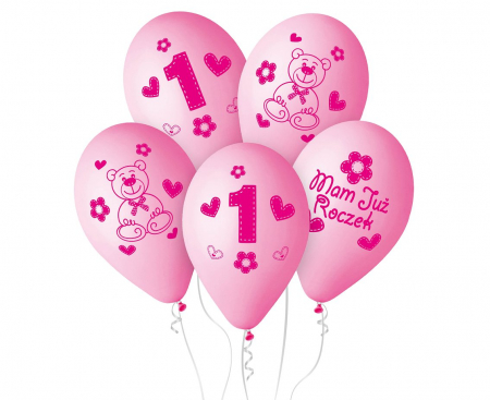 ARTICOLE PARTY - GOD BALOANE Premium Balloons "My 1 birthday"(pink), 30cm, 5/set GB-MU1G