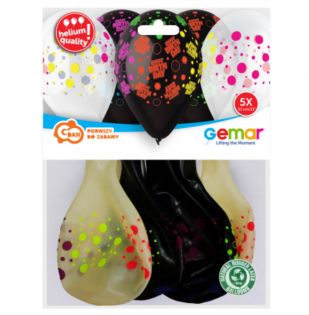 GOD BALOANE Premium helium balloons, Birthday Dots, 33cm, 5/set GS120/UGR [1]