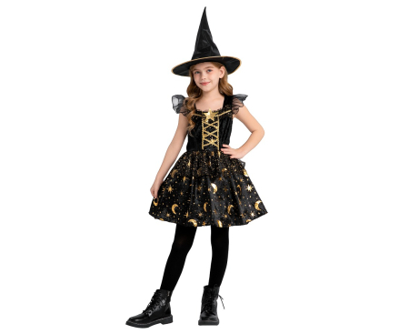 Costume/ Masti/ Coroane/ Palarii - COSTUM PENTRU COPII 110/120CM VRAJITOARE, NEGRU SL-CA11