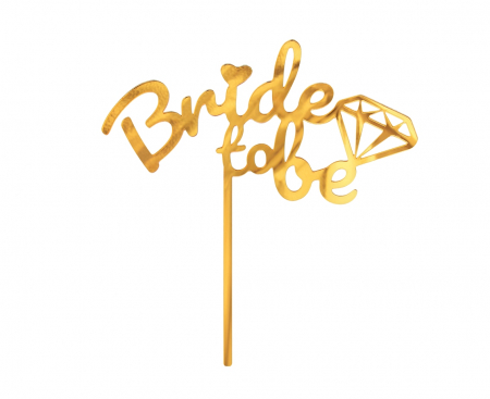 Decoratiuni/ Lumanari Tort/ Briose - GOD DECORATIUNI PENTRU TORT Acrylic, Bride to Be, gold, 15*16cm PF-DABB