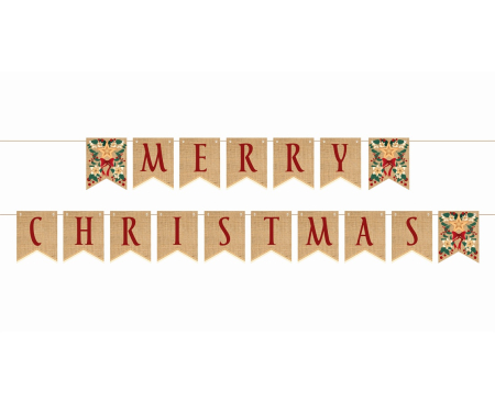 Braduti/ Stelute/ Accesorii impodobit - GHIRLANDA DIN HARTIE Merry Christmas, leaves, 250cm PF-GMCG