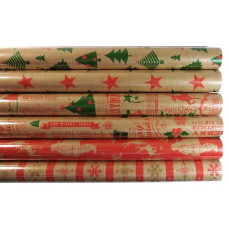 Ambalaje cu Spirit de Sărbătoare - HARTIE AMBALAJ 200*70CM MOTIV CRACIUN KRAFT P2 KRAFT GW 4