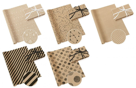 AMBALAJE SI SACOSE CADOURI - HARTIE AMBALAJ PAW 200*70CM KRAFT 5 MIX AGPE100009