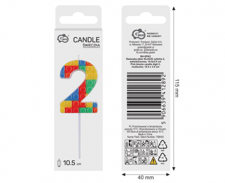 GOD LUMANARE TORT Number 2, blocks, multicolor BH-SPK2 [2]