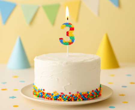 GOD LUMANARE TORT Number 3, blocks, multicolor BH-SPK3 [1]