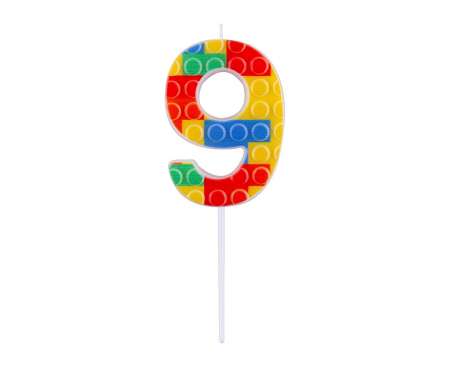 Decoratiuni/ Lumanari Tort/ Briose - GOD LUMANARE TORT Number 9, blocks, multicolor BH-SPK9