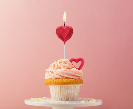 GOD LUMANARI TORT Pick candle Diamond Heart, red, 10.5*3.5cm BH-SSDC [1]