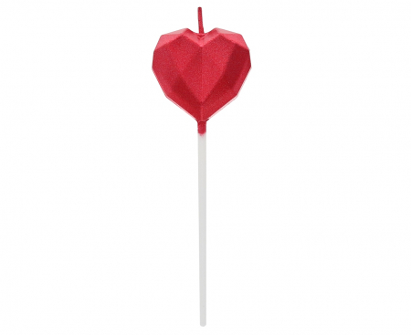 ARTICOLE PARTY - GOD LUMANARI TORT Pick candle Diamond Heart, red, 10.5*3.5cm BH-SSDC