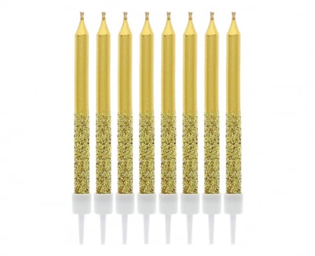 ARTICOLE PARTY - GOD LUMANARI TORT Taper candles metallic-glitter, 8/set BH-SMMB