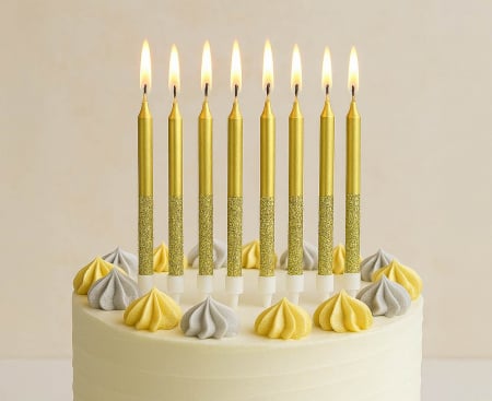 GOD LUMANARI TORT Taper candles metallic-glitter, 8/set BH-SMMB [1]