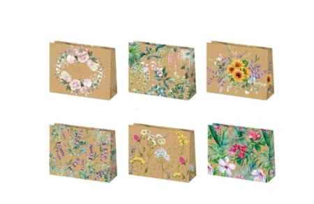 HARTIE PRODUSE DIN HARTIE - SACOSA CADOU ECO 30*23*10CM KRAFT MIX FLORI NR.49 T6EKO_OG_49