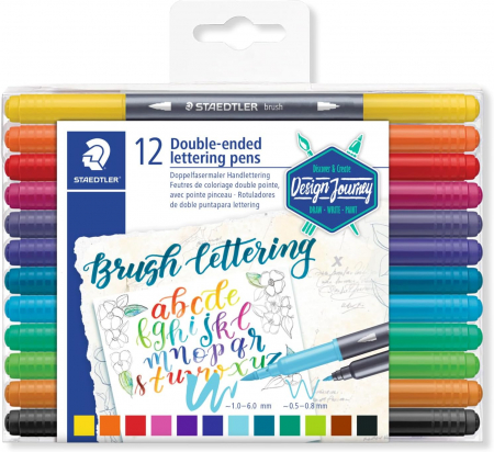 FINE ARTS&GRAPHICS - GRI MARKER CALIGRAFIC STAEDTLER 2 CAPETE 0.5-0.8MM ST-3004-TB12