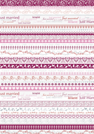 Cartoane/ Hartii Decor 50x70, 70x100, A4 - KP CARTON A4 200GR MOTIV "JUST MARRIED BORDER" ROSU 4772602