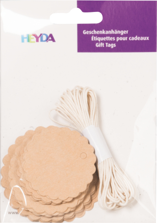 Ambalaje cu Spirit de Sărbătoare - ETICHETE ROTUNDE CADOU 4-5-5.8CM 30/SET NATUR + SNUR 4870732