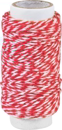 Ambalaje cu Spirit de Sărbătoare - SFOARA BUMBAC 1MM*20M ALB-ROSU 62660012