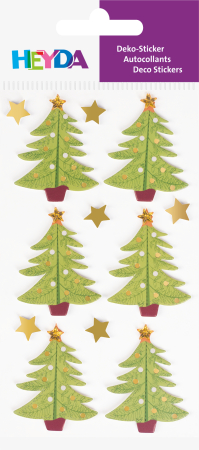 STICKER DECOR 7.5*16.5CM BRAD DE CRACIUN VERDE-AURIU 12PCS 3780720 [1]