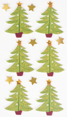 HOBBY - STICKER DECOR 7.5*16.5CM BRAD DE CRACIUN VERDE-AURIU 12PCS 3780720