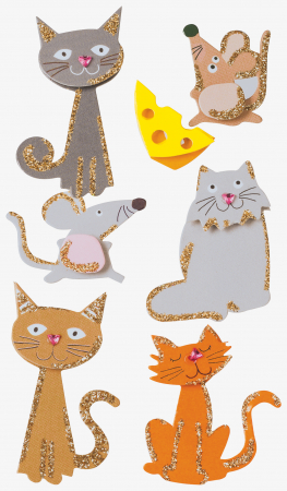 HOBBY - KP STICKER DECOR 7.5*16.5CM PISICI/SORICEI 7 PCS 3780645