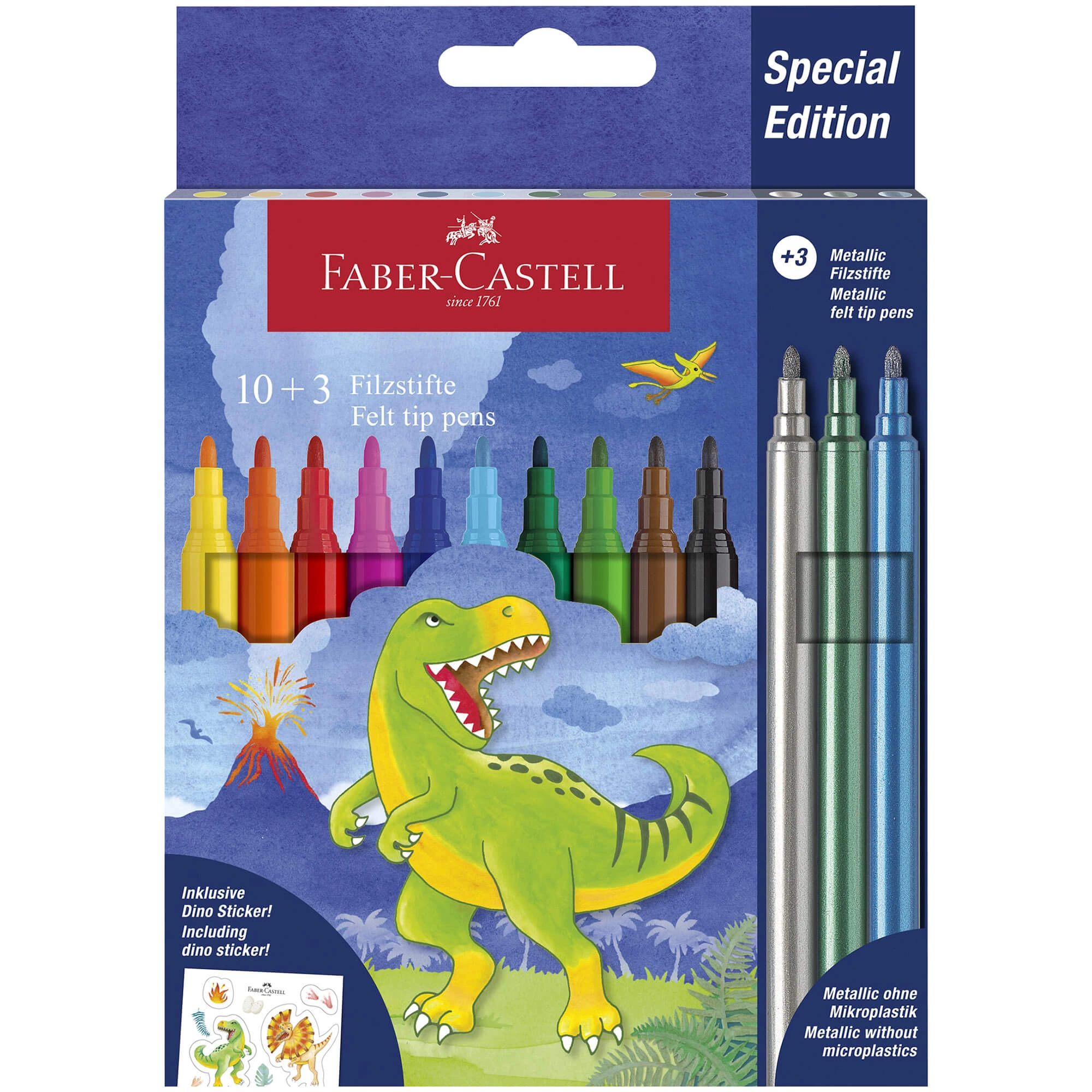 RECHIZITE SCOLARE - LEC CARIOCI FABER-CASTELL 10+3 CULORI DINOZAURI FC554214