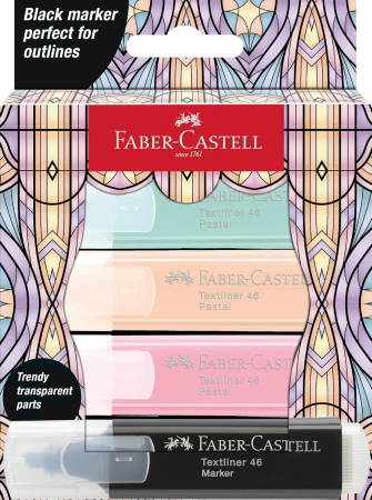 Textlinere - LEC TEXTMARKER FABER-CASTELL 4/SET PASTEL EDITIE SPECIALA GLASSY FC254694
