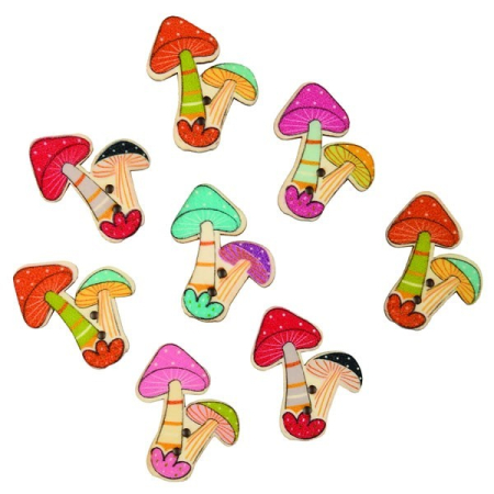 Articole Creative Lemn - ACCESORII CREATIE CIUPERCI LEMN COLOR 10-12/SET A1210