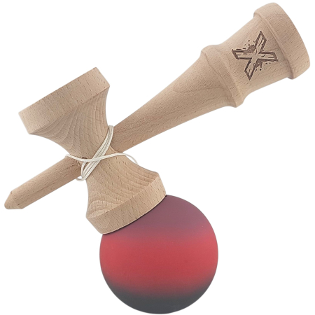 RECHIZITE SCOLARE - JOC LEMN KENDAMA 18CM RUBBER GRIP NEGRU/ROSU/MOV J1896/161671