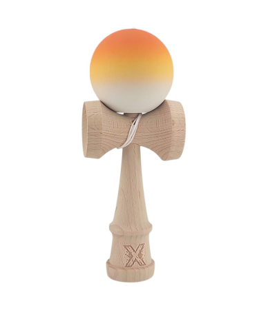 JOC LEMN KENDAMA 18CM RUBBER GRIP PORTOCALIU/GALBEN/ALB J1896/161672 [0]