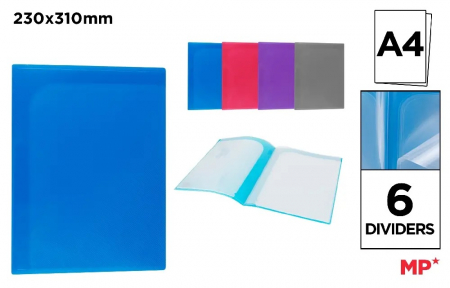 Mape cu multiple compartimente - MAPA PLASTIC IPB A4 CU 6 SEPARATOARE ALBASTRA PC163