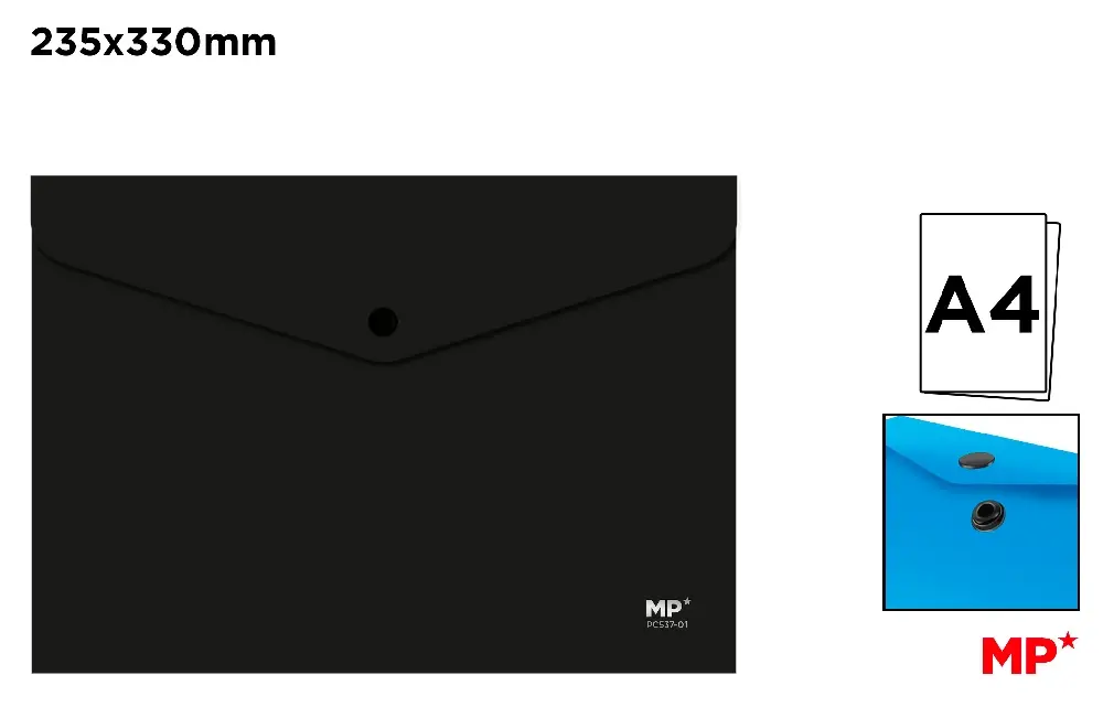 Mape tip plic cu capsa - MAPA PLASTIC IPB A4 CU CAPSA NEGRU PC537-01