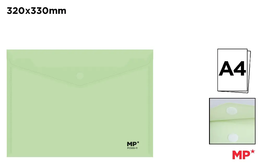 Mape tip plic cu capsa - MAPA PLASTIC IPB A4 CU SCAI VERDE PC555-11