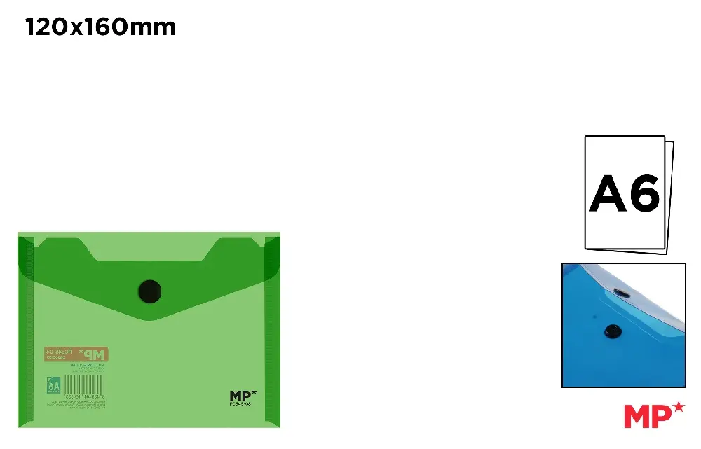 Mape tip plic cu capsa - MAPA PLASTIC IPB A6 CU CAPSA VERDE TRANSPARENT PC545-08