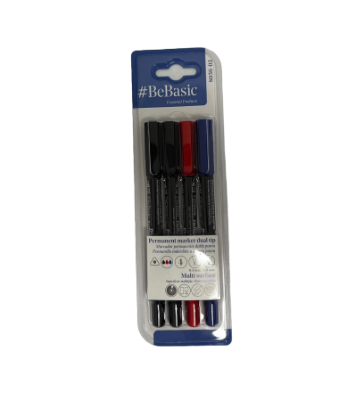 Marker cd - MARKER PERMANENT BeBasic PENTRU CD 2 CAPETE 0.5MM-1.0MM 3 CULORI S056-02