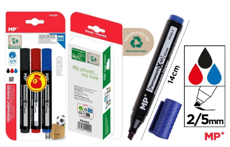 Bic/ IPB - MARKER PERMANENT IPB 2/5MM 3/SET NEGRU,ROSU, ALBASTRU PE493-C