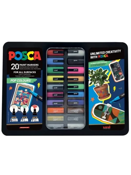 FINE ARTS&GRAPHICS - MARKER UNI POSCA 20/SET CUTIE METALICA PC-1M,PC3,PC5  C4306