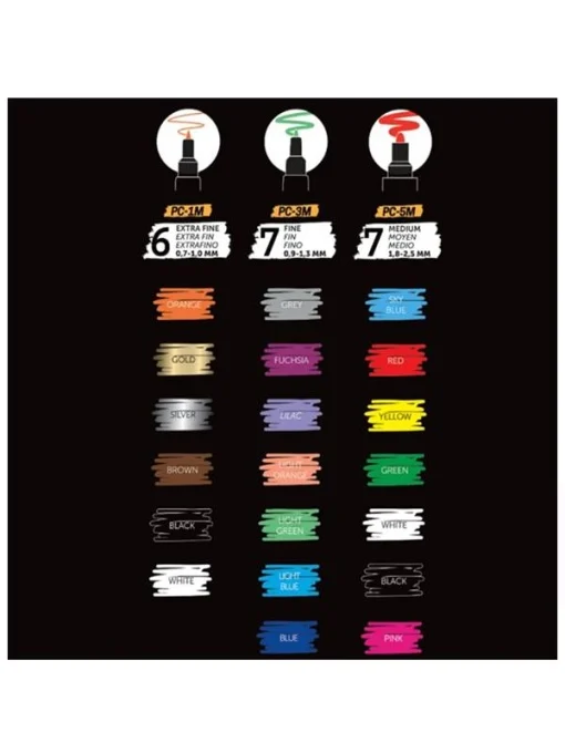 MARKER UNI POSCA 20/SET CUTIE METALICA PC-1M,PC3,PC5  C4306 [3]