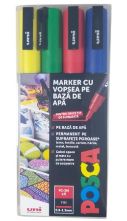 Markere universale Posca Uni - MARKER UNI POSCA PC -3M 0.9-1.3 MM 4/SET R,G,AL,N M1505