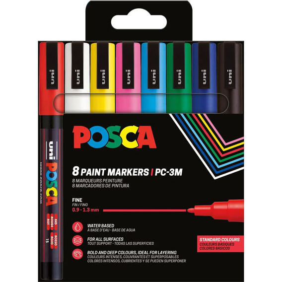 Markere universale Posca Uni - MARKER UNI POSCA PC-3M 0.9-1.3MM  8 CULORI/SET M1483