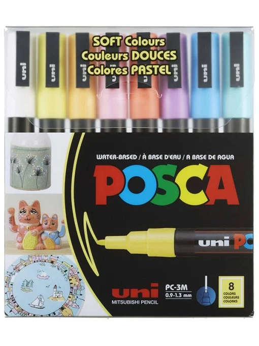 FINE ARTS&GRAPHICS - MARKER UNI POSCA PC-3M 0.9-1.3MM  8 CULORI/SET m1484