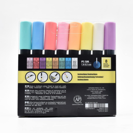 MARKER UNI POSCA PC-5M 1.8-2.5 MM 8 CULORI/SET CULORI PASTEL M1487 [1]