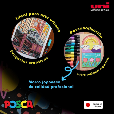 MARKER UNI POSCA PC-5M 1.8-2.5 MM 8 CULORI/SET CULORI PASTEL M1487 [9]