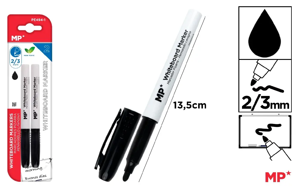 Marker whiteboard - MARKER WHITEBOARD IPB 2/3MM 2/SET NEGRU PE494-1