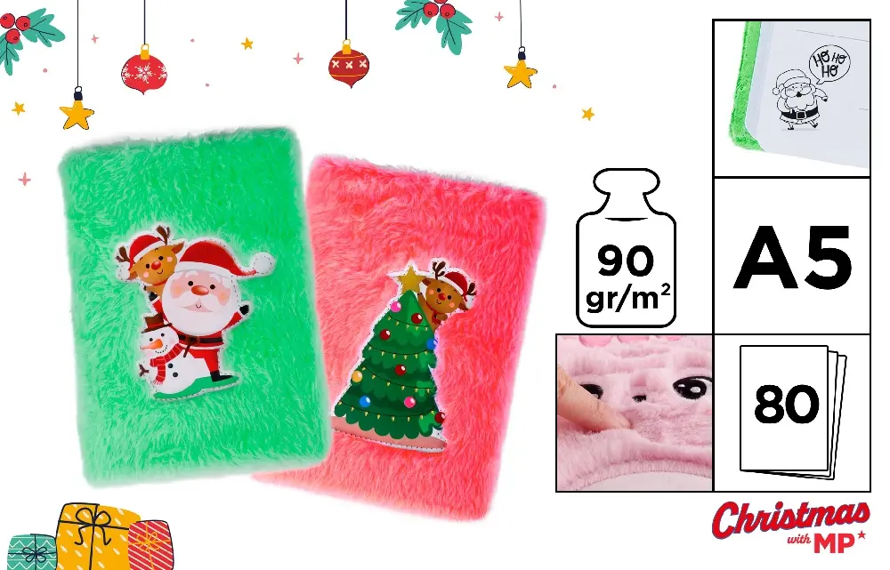 Articole de Papetarie Craciun - NOTES A5 IPB 80F PUF MOTIV CRACIUN CH24024