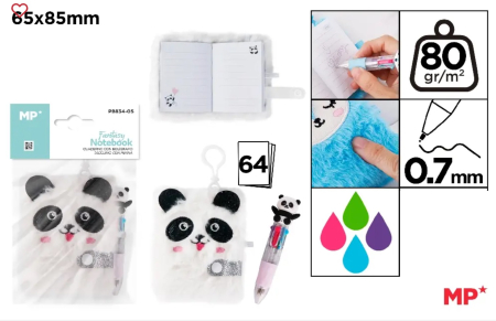 Carnetele scolare - NOTES CU PUF IPB 65*85MM 64 FILE FANTASY  PANDA + PIX PB834-05