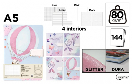 HARTIE PRODUSE DIN HARTIE - NOTES IPB A5 144 FILE FANTASY CATCH YOUR DREAMS GLITTER CLAPA MAGNETICA PB475-71