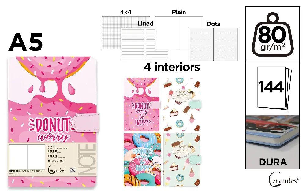 RECHIZITE SCOLARE - NOTES IPB A5 144 FILE FANTASY DONUT CLAPA MAGNETICA PB475-64