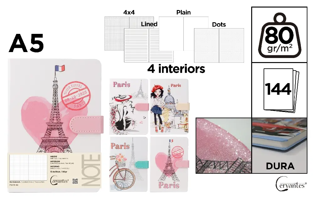 RECHIZITE SCOLARE - NOTES IPB A5 144 FILE FANTASY PARIS CLAPA MAGNETICA PB475-68